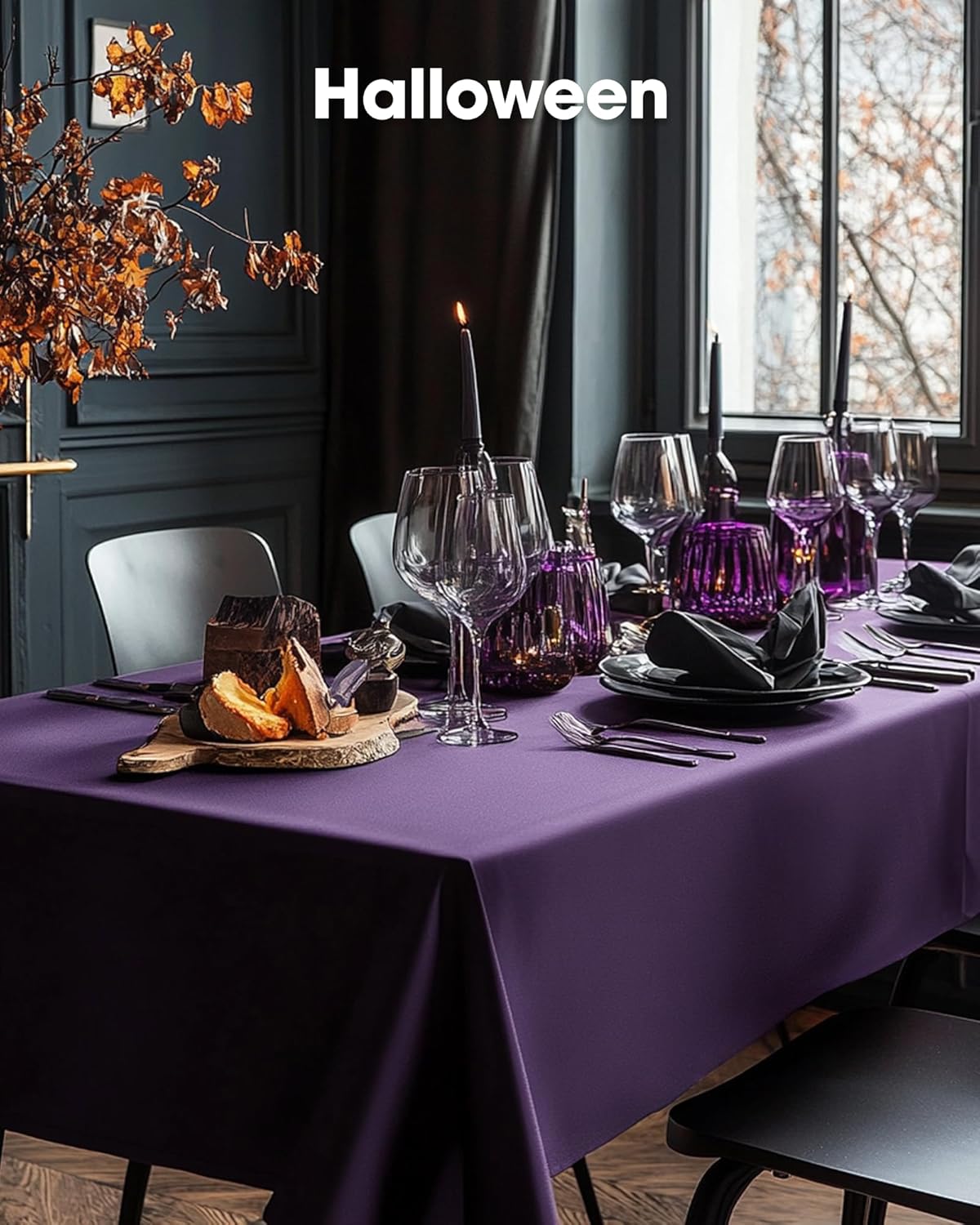 Pureegg Disposable Plastic Tablecloths - Leakproof & Sturdy, 54 x 108 Inch, Purple | 8 Pack for Graduation Party