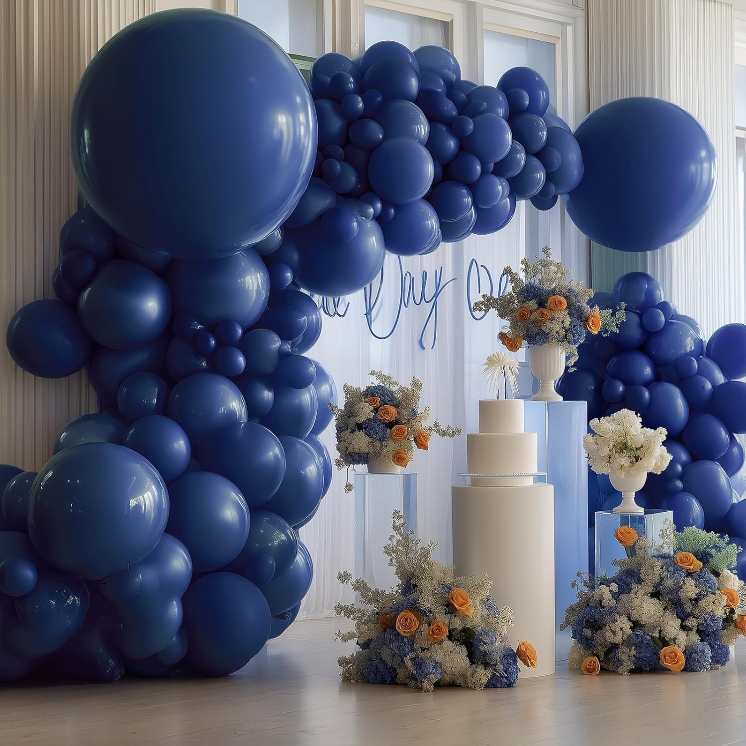 Skiennix Navy Blue Balloon Arch Kit - 133pcs Dark Blue Latex Balloons in Various Sizes for Parties & Events