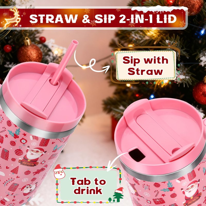 40 oz Tumbler with Handle and Straw, 2 in 1 Lid, Vacuum Insulated Stainless Steel Double Wall Water Bottle Travel Mug - Holiday Gifts for Women Men - Owl
