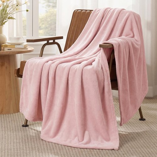 Bedsure GentleSoft Fleece Blanket - Cozy Pink Twin Size 300GSM Plush Blanket for Bed, Sofa, Travel | 60x80 Inches