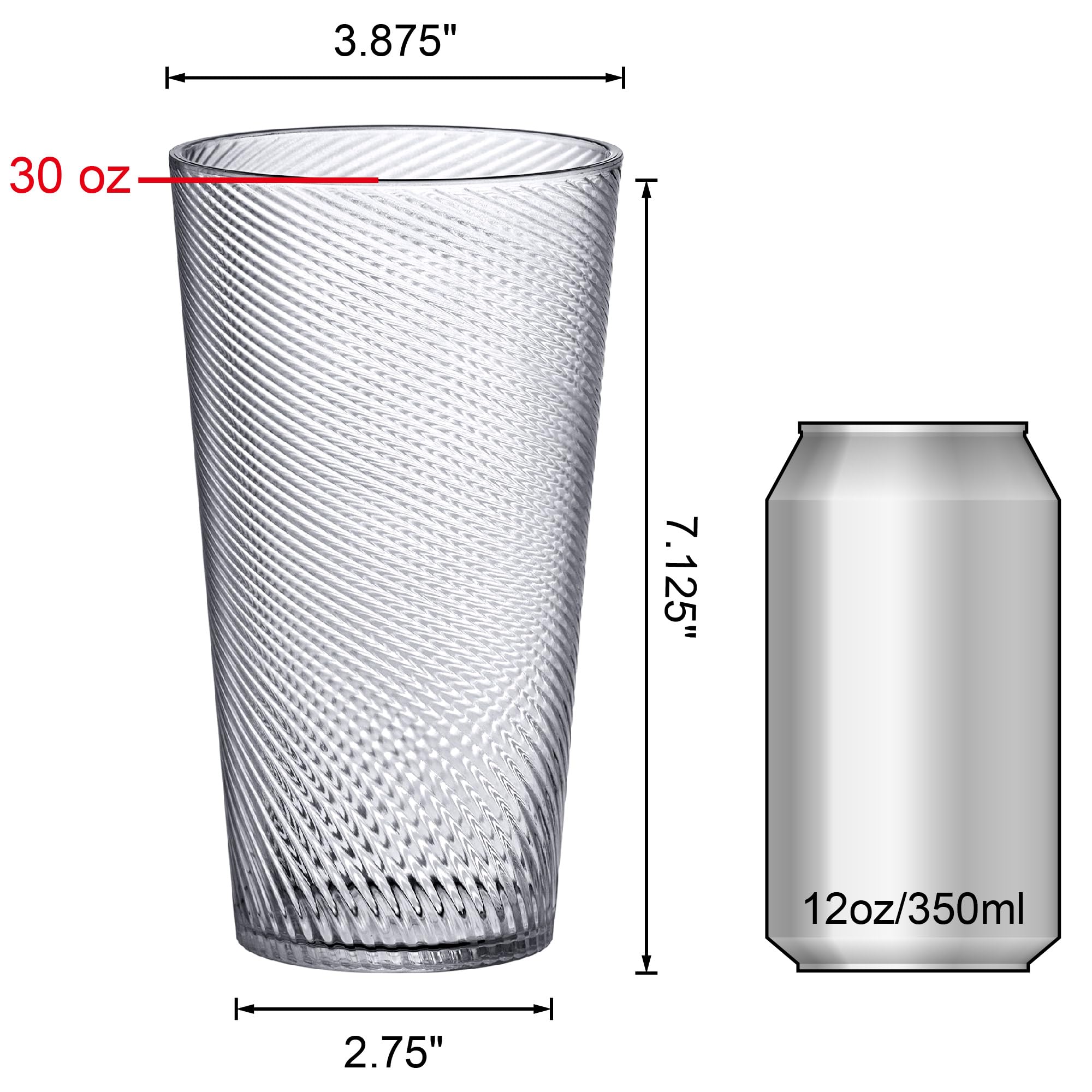 Amazing Abby - Breeze - 30-Ounce Plastic Tumblers (Set of 6), Iced-Tea Drinking Glasses, All-Clear Reusable Cups, Stackable, BPA-Free, Shatter-Proof, Dishwasher-Safe