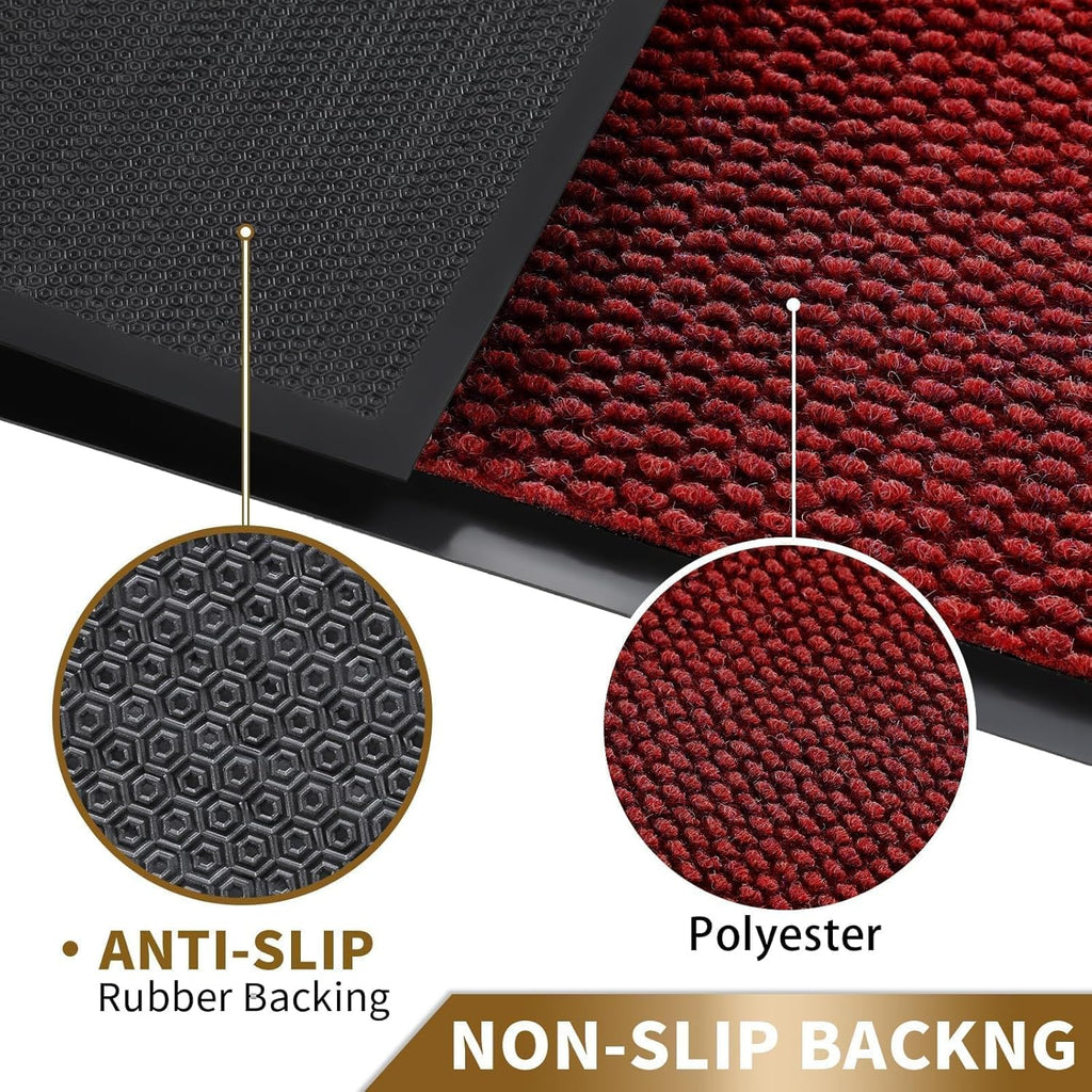 Yimobra Doormat - 100% Waterproof All-Weather Entrance Mat | 36 x 17 Inches, Stain & Fade Resistant, Black Red