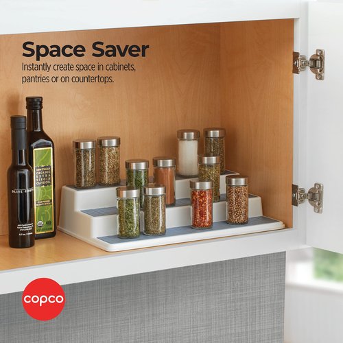 Copco Non-Skid 3-Tier Spice Pantry Organizer, 15-Inch, Durable Gray
