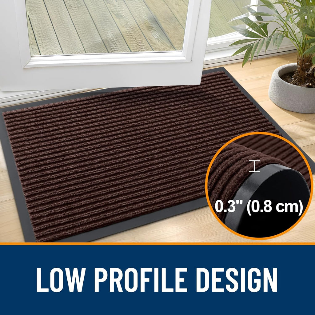 OLANLY Waterproof Heavy Duty Front Door Mats - 2-Pack, 29.5 x 17 Inch, Easy Clean, Fade Resistant, Brown
