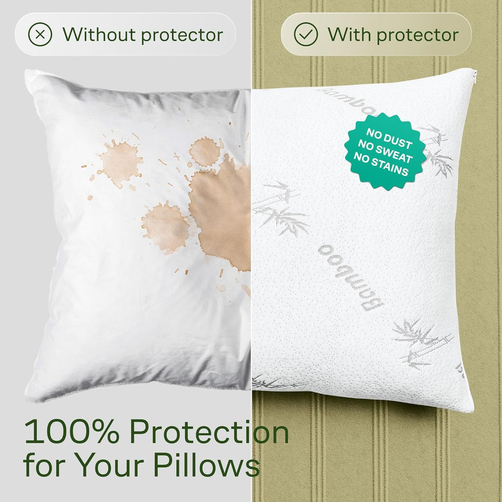 Niagara Sleep Solution Cloud-Like Pillow Protectors - Breathable Cooling Zipper Covers | Queen Size, 2-Pack (White)