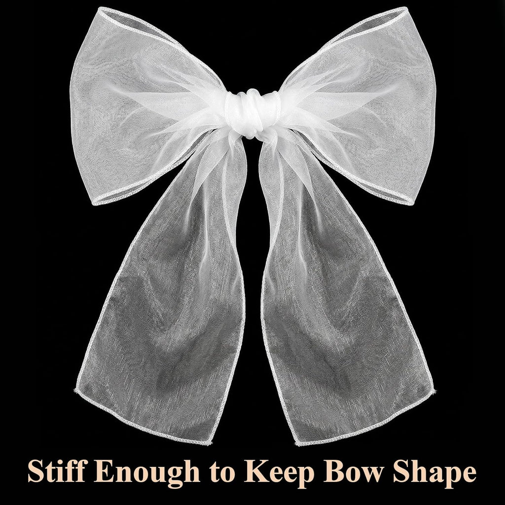 Tosnail 30 Pack Organza Chair Sashes - Elegant White Tulle Bow Ties for Weddings & Parties | 108 x 6.7 Inches