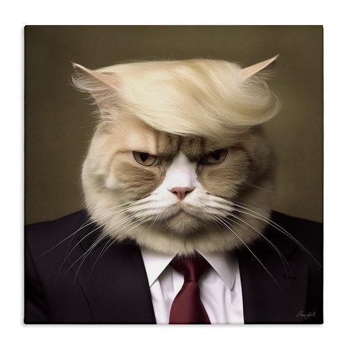 Stupell Industries Trump Cat Portrait Canvas Wall Art by Roozbeh