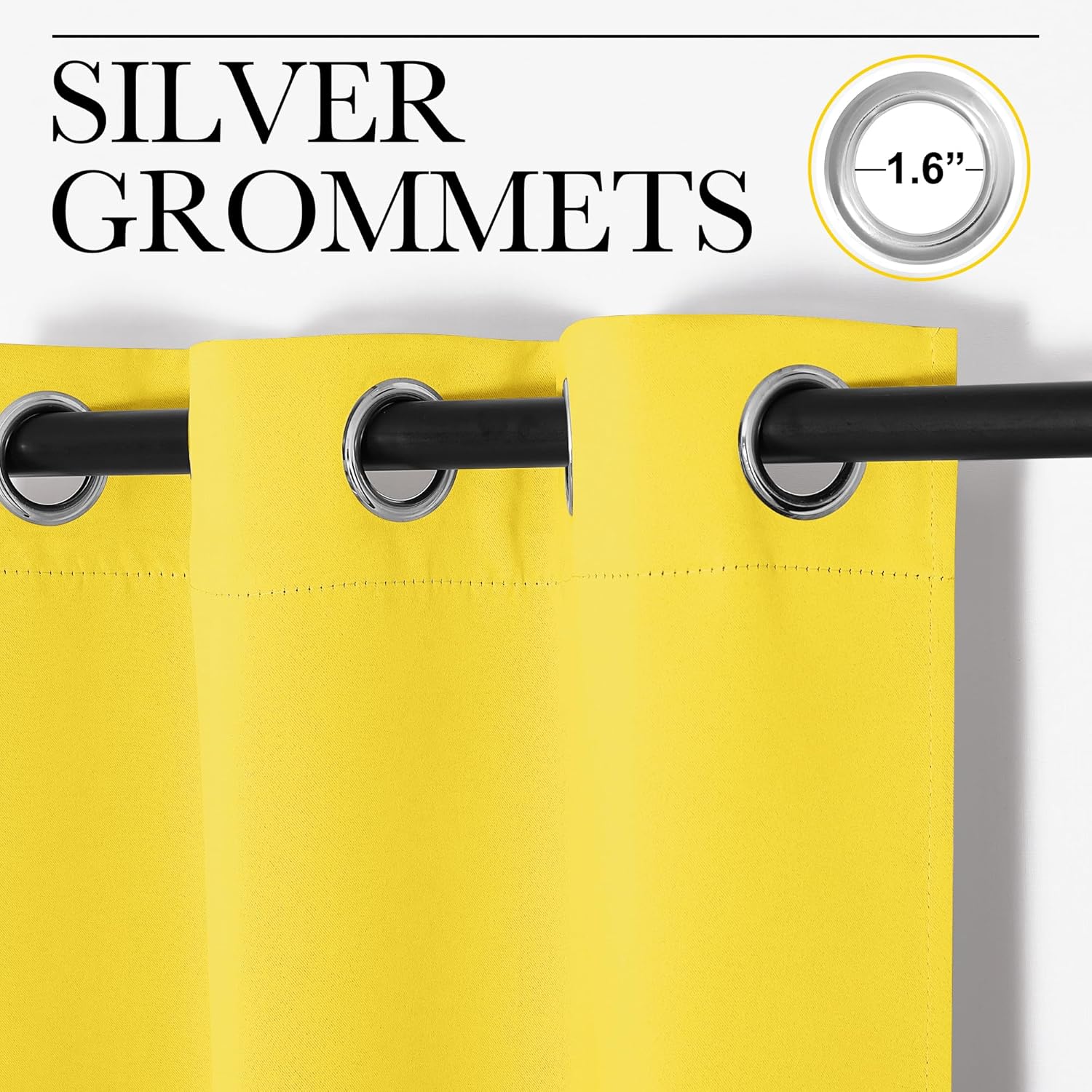 NICETOWN Bright Yellow Curtains - 90" Long Sound-Reducing Panels for Modern Rooms | 55" Wide, 2 Pieces