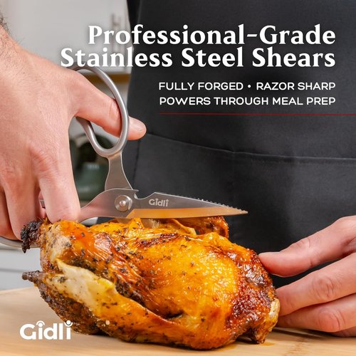 Gidli Premium Kitchen Scissors - Heavy Duty Stainless Steel Shears with Lifetime Warranty | Dishwasher Safe & Easy to Clean