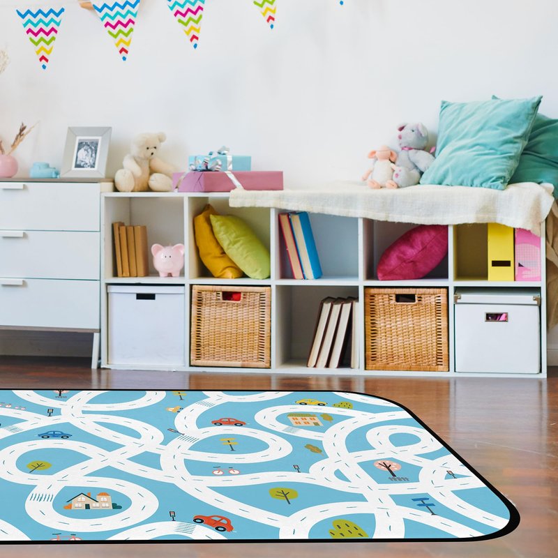 Kids Car Road Play Rug - City Town Map Track Soft Non-Slip 2x3 Ft Carpet Traffic Mat Washable Playroom Bedroom Boys Nursery Educational Area Rug Entrance Mats Classroom Decor (24"x 36")