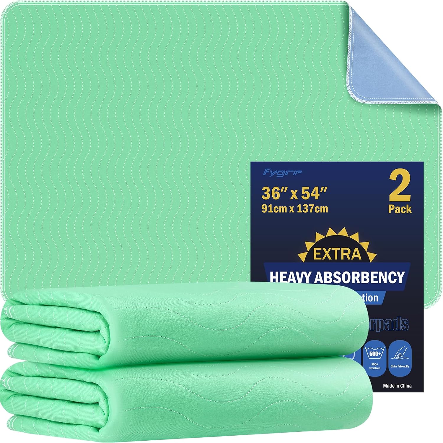 Regine Switzerland Extra Heavy Absorbency Washable Underpads - 36” x 54” Waterproof Bed Pads for Incontinence & Pets