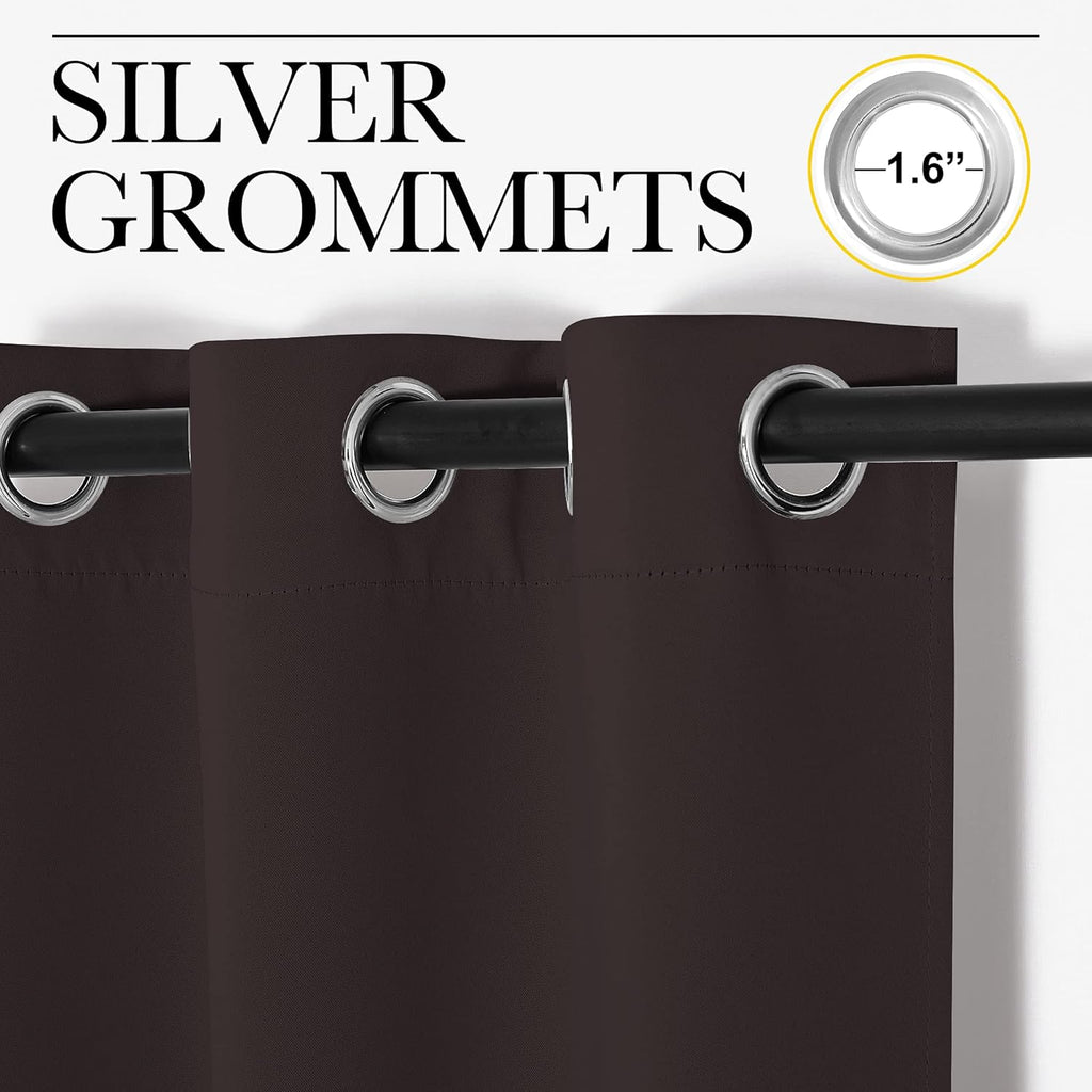 NICETOWN Blackout Curtain Panels - Energy Saving Thermal Insulated Drapes | 34" x 72", Toffee Brown