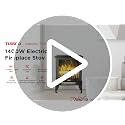 Compact Electric Fireplace Stove Freestanding Heater with Realistic Flame