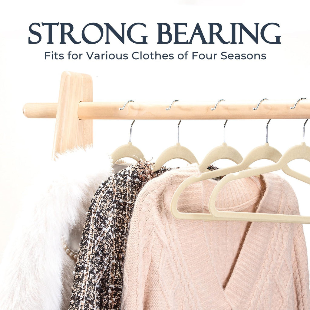HOUSE DAY Beige Velvet Hangers 60 Pack N Ivory Velvet Hangers with Tie Bar 20 Pack
