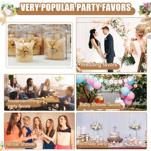 Otuuz 24 Pcs Rustic Wedding Party Favor Candle Holders Bridal Shower Favors Wooden Candles Favors Gifts Souvenirs for Guest Romantic Gifts Wedding Decorations (Light Brown)