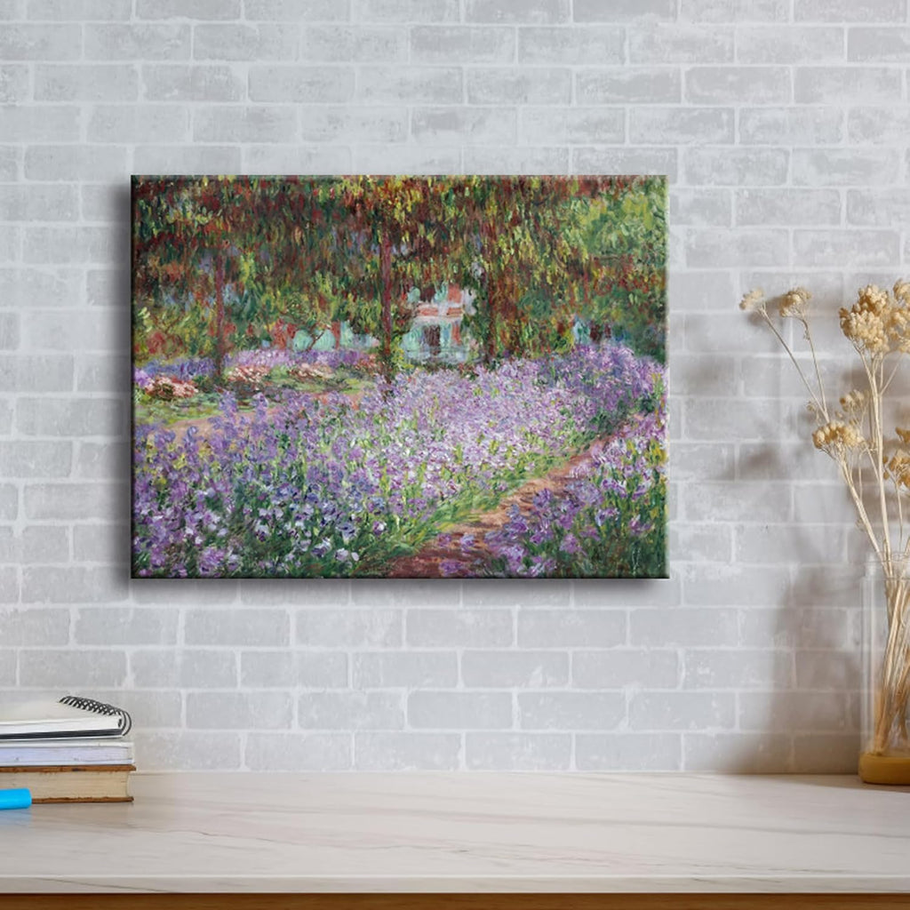 Wieco Art Canvas Print - Irises in Monet's Garden by Claude Monet | Impressionist Artwork for Home Decor