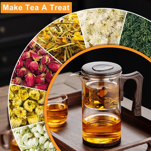 Tea Pot - 750ml/25.4oz Magic Witchcraft Glass Teapot with Strainer Loose Leaf Tea Innovative Water Separation Magnetic Teapot,Borosilicate Glass Tea Infuser Elegant Gift Packaging