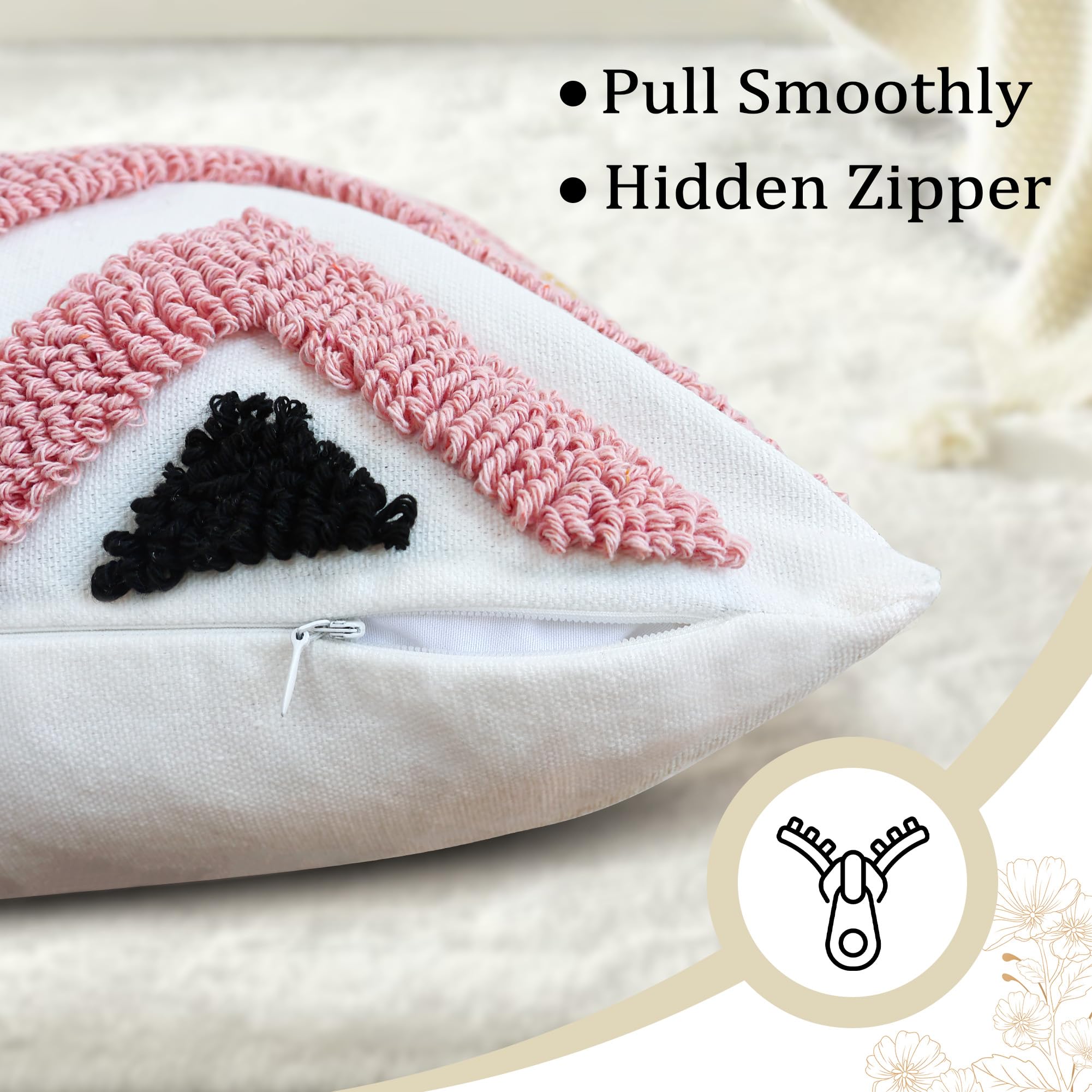 QoBexim Boho Accent Lumbar Pillow Covers 12x20 - Tufted Abstract Modern Throw Pillow Covers, Farmhouse Decorative Pillowcase for Couch, Sofa, Bed, Living Room -Pink Black Orange Geometric