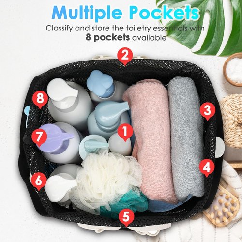 Fammart Portable Mesh Shower Caddy - Extra Large 8-Pocket Tote for College, Camping & Travel