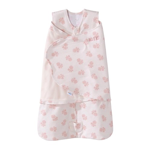HALO Sleepsack Swaddle - 100% Cotton 3-Way Adjustable Wearable Blanket | Watercolor Rose Toss Blush, Newborn 0-3 Months