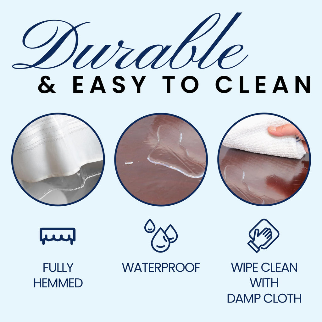 SNDecor Indoor Outdoor Heavy Duty Premium Crystal Clear Vinyl Tablecloth, Waterproof Wipeable Plastic Protector Cover for Tables (White Lace, 60" x 108")