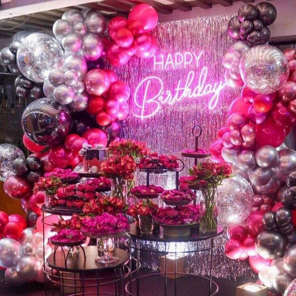 PartyWoo Hot Pink Pearl Balloons - 140pcs in 5-18 Inch Sizes | Perfect for Bridal, Baby Shower & Birthday Decor
