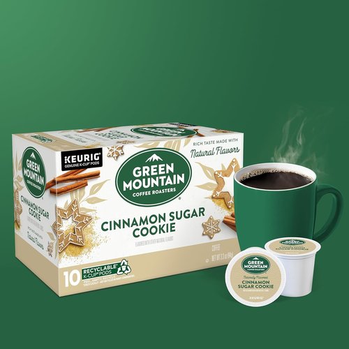 Green Mountain Coffee Roasters Cinnamon Sugar Cookie Coffee - 10 Count Pack for Flavorful Brews