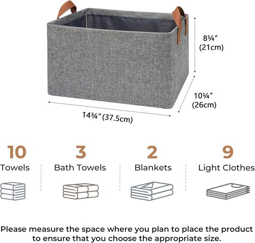 Granny Says Storage Baskets - Large Closet Organizer Bins with Metal Frame | Collapsible Gray 2-Pack