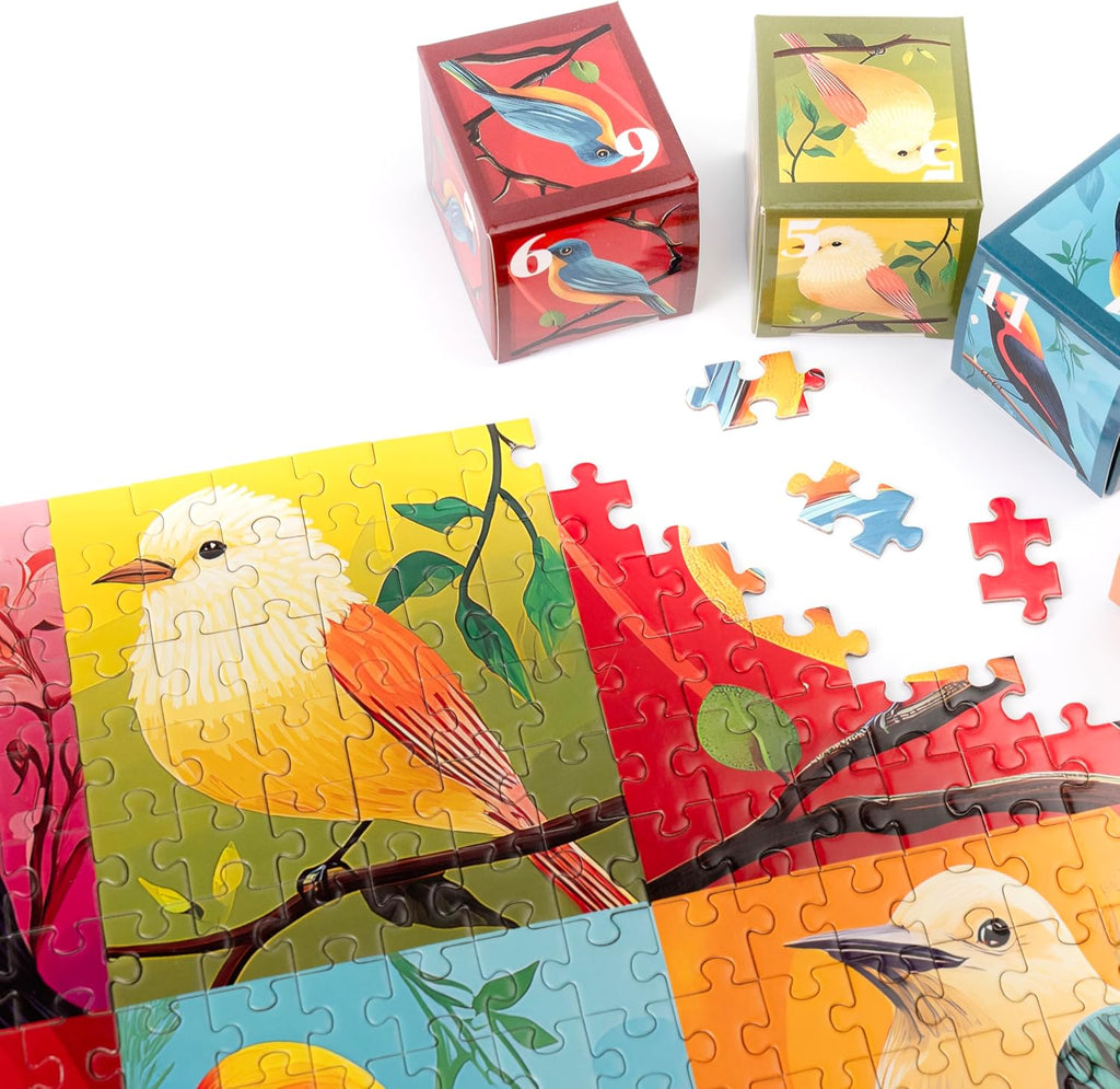 Rokt&Razo Mini Daily Puzzles - 24 Individual Bird Designs | 1000 Pieces Advent Calendar for All Ages - 27.5 x 19.7 in