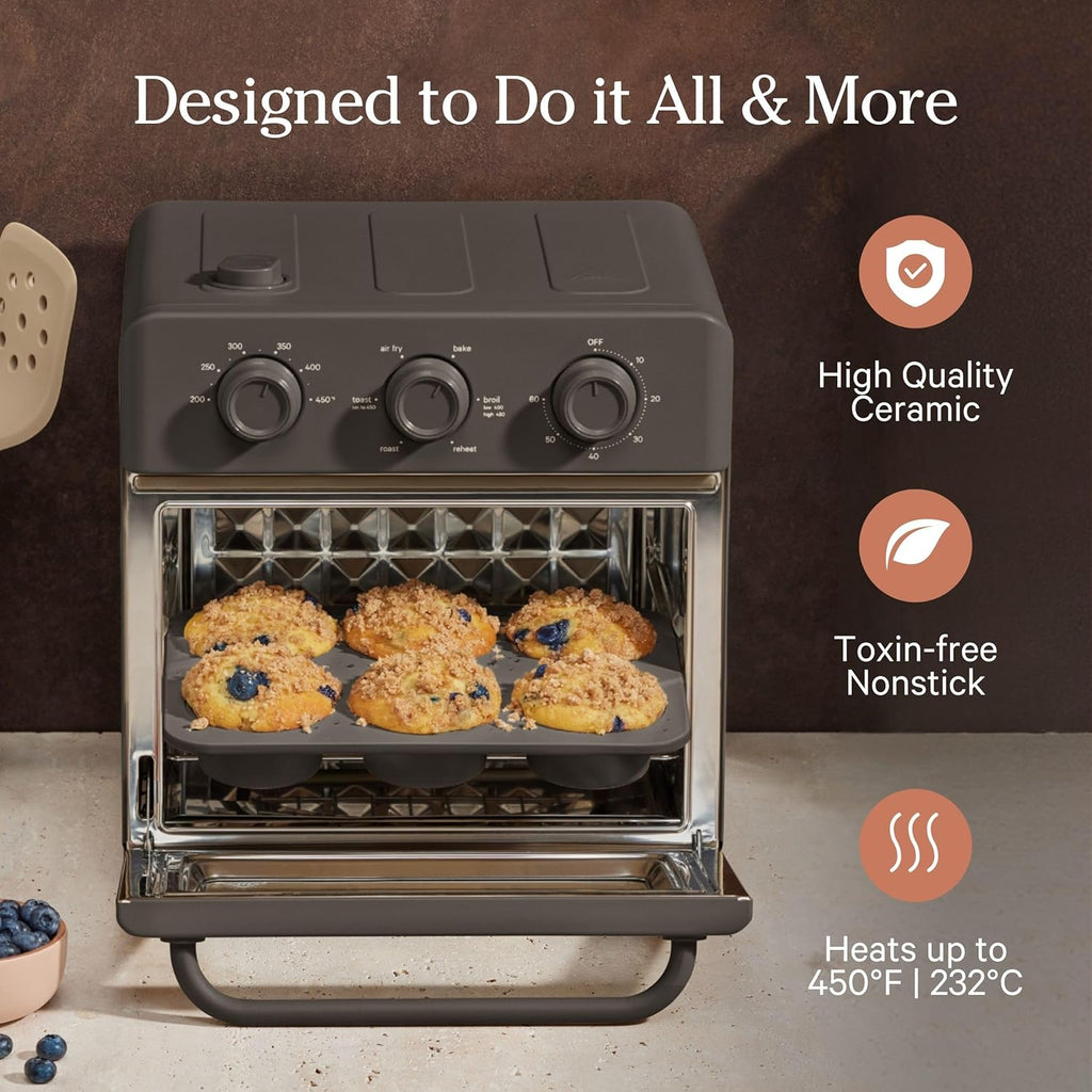 Our Place Wonder Oven - 6-in-1 Air Fryer & Toaster Oven with Steam Infusion | Nonstick Ceramic Bakeware Set (Round, Square & Muffin Pan) | Non-Toxic PFAS-Free | Blue Salt