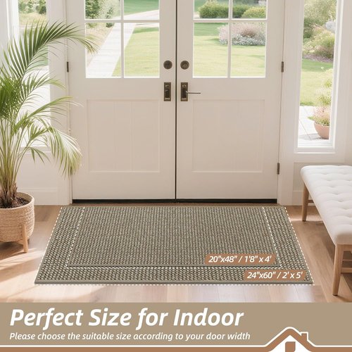 BEQHAUSE Dirt Trapper Door Mat - Non-Slip, Washable & Absorbent | 24" x 60" Light Beige Entryway Mat