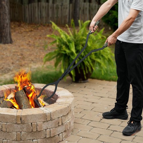 Stanbroil 40" Firewood Tongs and Fire Poker Set, Large Campfire Tongs Tool Set for Fireplace and Camping Fire Pit Wood Stove Indoor & Outdoor Use