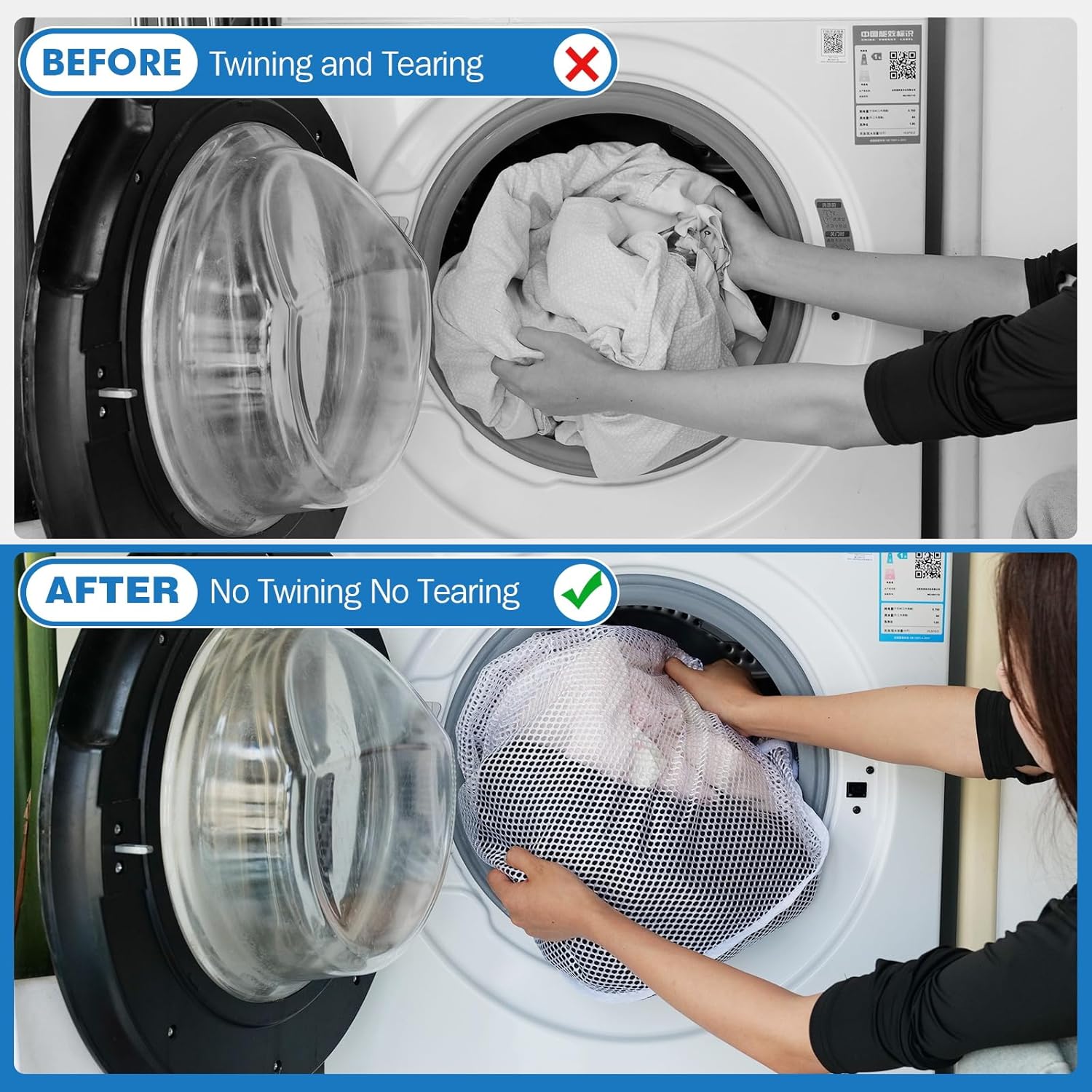 Skiennix Jumbo Mesh Laundry Bags - 3Pcs Set for Delicates, Bed Linen & Toys | Sturdy Drawstring Closure (XXL 28 x 26 Inches)
