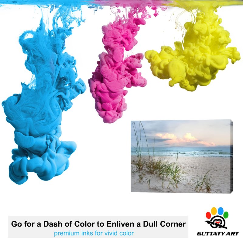 GUTTATY Beach Canvas Wall Art, Ocean Pictures Coastal Art Painting for Living Room Wall Decoration, Sea Poster Seascape Art Framed Canvas Print for Room Home Office Wall Decor (18x24 Inches)