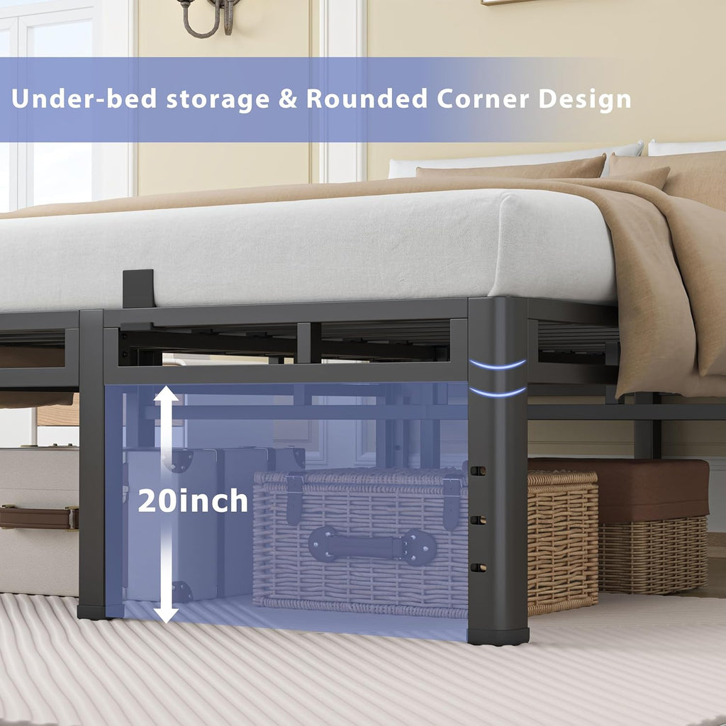 NKZ 24-Inch Full Size Bed Frame - Heavy Duty Metal Platform with Round Corner Legs & Noise-Free Design