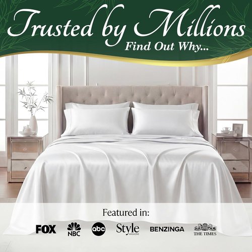 Decolure King Size Bamboo Viscose Sheets - Luxury 6-Pc Naturally Cooling Bed Set | Ultra Soft, Deep 17" Pockets, Oeko-Tex Certified (White)