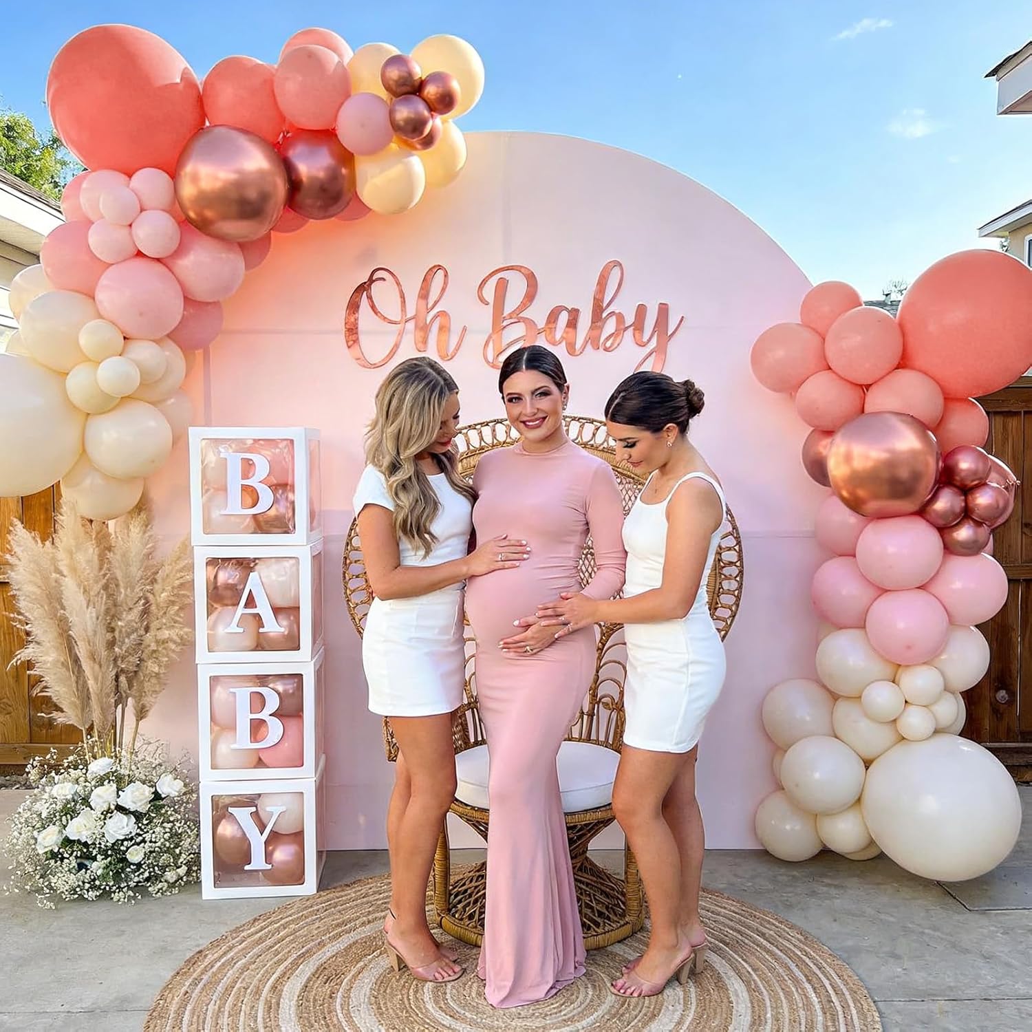 Winrayk Rose Gold Balloons - Floral Baby Shower Decorations Kit | Pink Balloon Arch for Girls' Parties