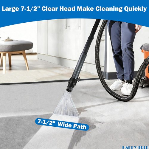 Happy Tree Universal Shop Vac Attachment - Clear Head for Upholstery & Carpet Cleaning | 7.5" & 3.5" Adapters
