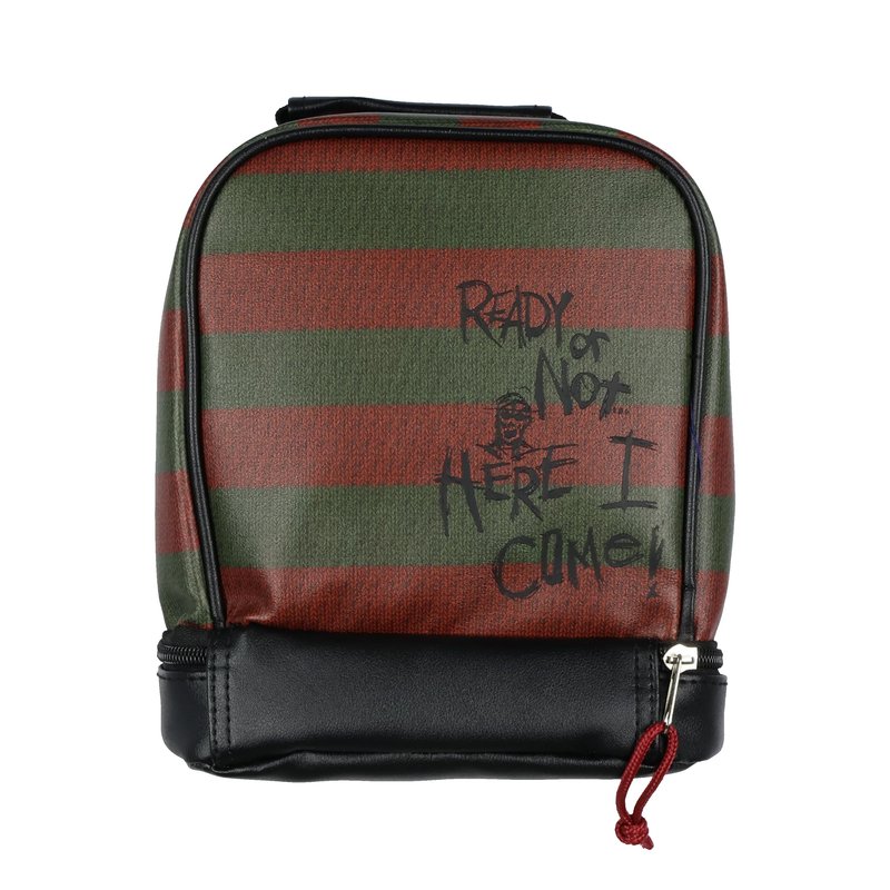 Bioworld Nightmare on Elm Street Lunch Tote Freddy Krueger Slashes Dual Compartment Insulated Lunch Bag Tote For Hot And Cold Food, Drinks, And Snacks 10"
