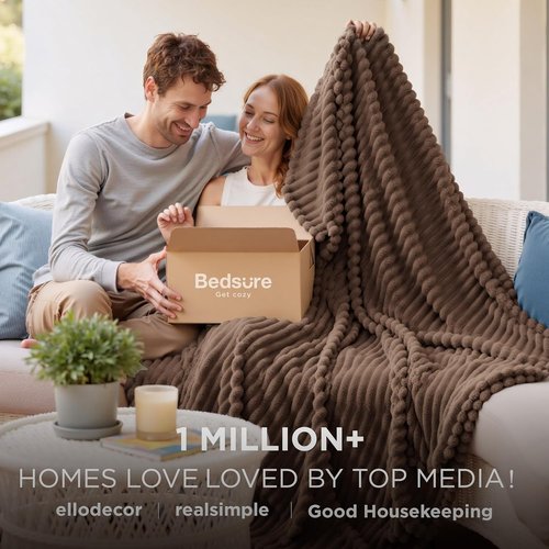 Bedsure GentleSoft Brown Fleece Blanket - Cozy, Soft Couch Throw for Women | 108x90 Inches