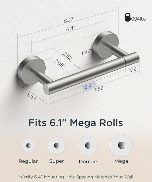 FORIOUS Toilet Paper Holder - Rustproof Stainless Steel Double Post Design | Brushed Nickel Finish