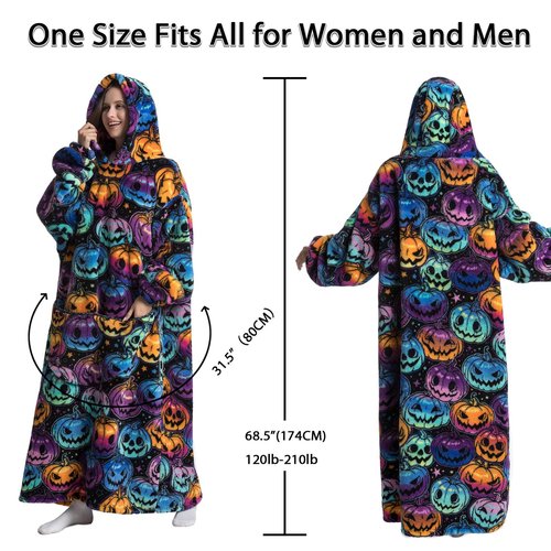 Pterygoid Blanket Hoodie Extra Long,Wearable Blanket with Sleeve for Women Men,Hoodie Blanket with Huge Pocket and Hooded