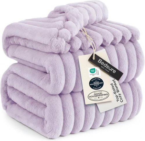 Bedsure GentleSoft Lavender Fog Full Blanket - Cozy, Soft Throw for Women & Girls | 84x90 Inches