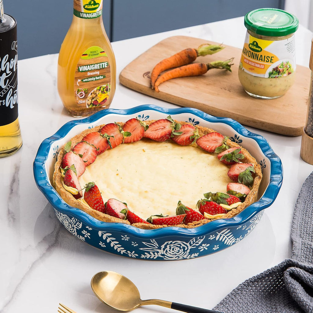 Wisenvoy Ceramic Pie Pan - Non-Stick Deep Dish Baking Dish for Perfect Pies | 9-Inch Size