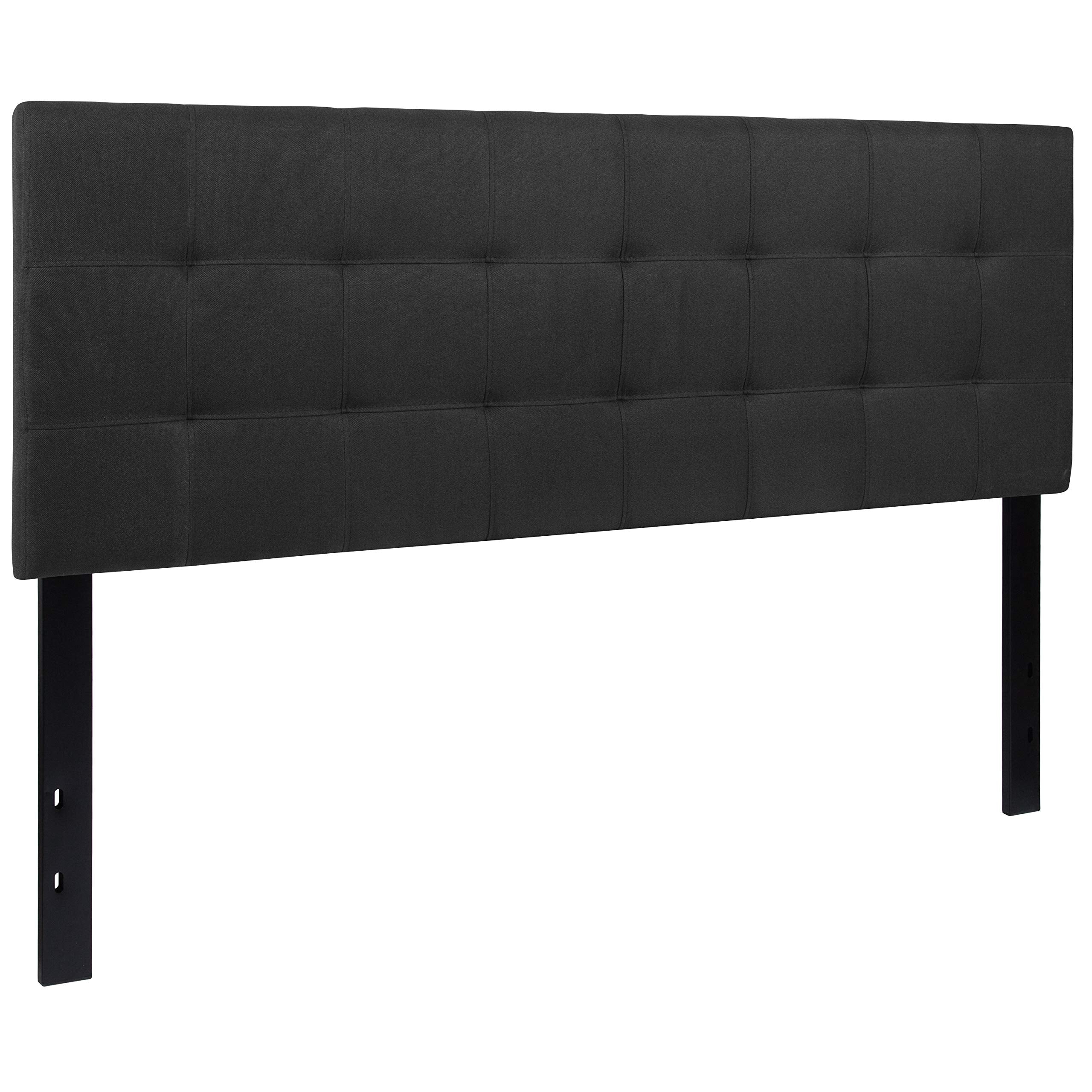 Flash Furniture Bedford Tufted Upholstered Headboard for Queen Size Bed, Contemporary Fabric Tufted Headboard with Adjustable Height, Black