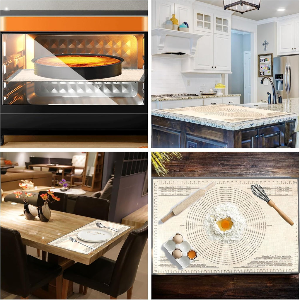 Skiennix Non-Slip Silicone Pastry Mat - 28X20 Inches with Measurements for Baking & Dough Prep