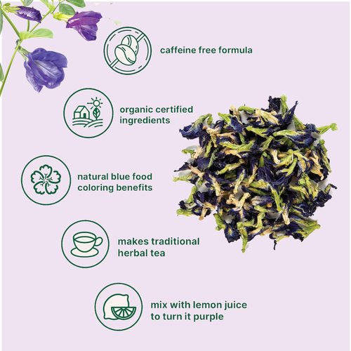 USDA Organic Butterfly Pea Flower Tea, 8.82oz, 750+ Cups | Great for Iced or Hot Brewed Herbal Tea | Natural Blue & Purple Food Coloring | Rich Source of Antioxidants | Caffeine Free, Non-GMO, No Sugar (Butterfly Pea Flowers 8.82 Oz)