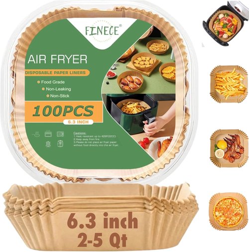Air Fryer Liners - 100PCS Unbleached Non-Stick Parchment Paper for 2 to 5 Qt Air Fryers | 6.3 Inch