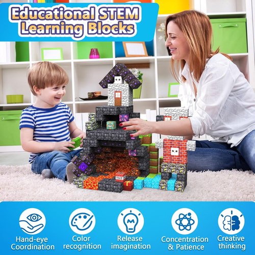 Magnetic Building Blocks by 150PCS | STEM Stacking Game for Kids Age 3-12 | Fun Birthday Gift