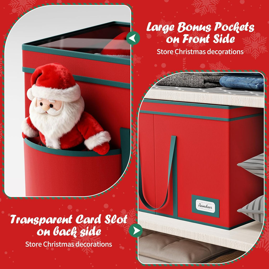 Regine Switzerland Christmas Figurine Storage Box - Nutcracker Organizer with Visible Lid for 15-Inch Collectibles | Red